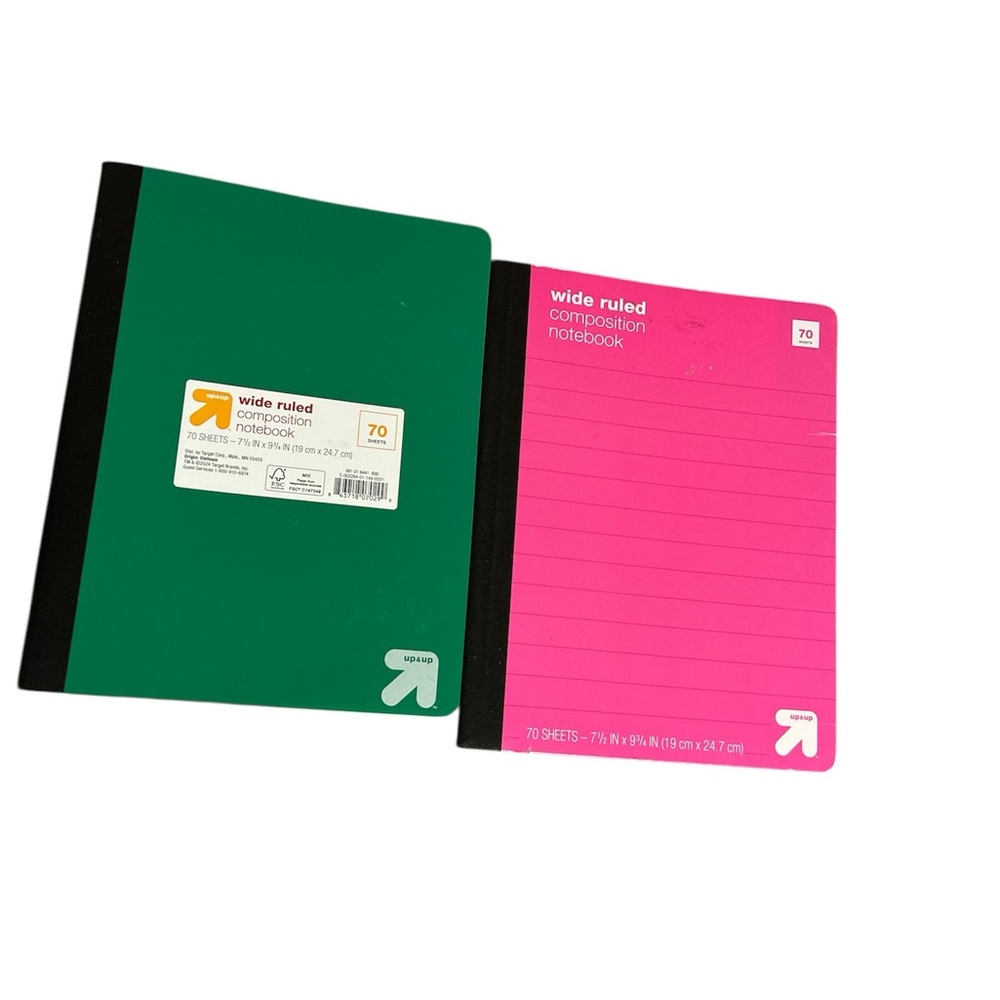 Green and Pink Composition Notebooks